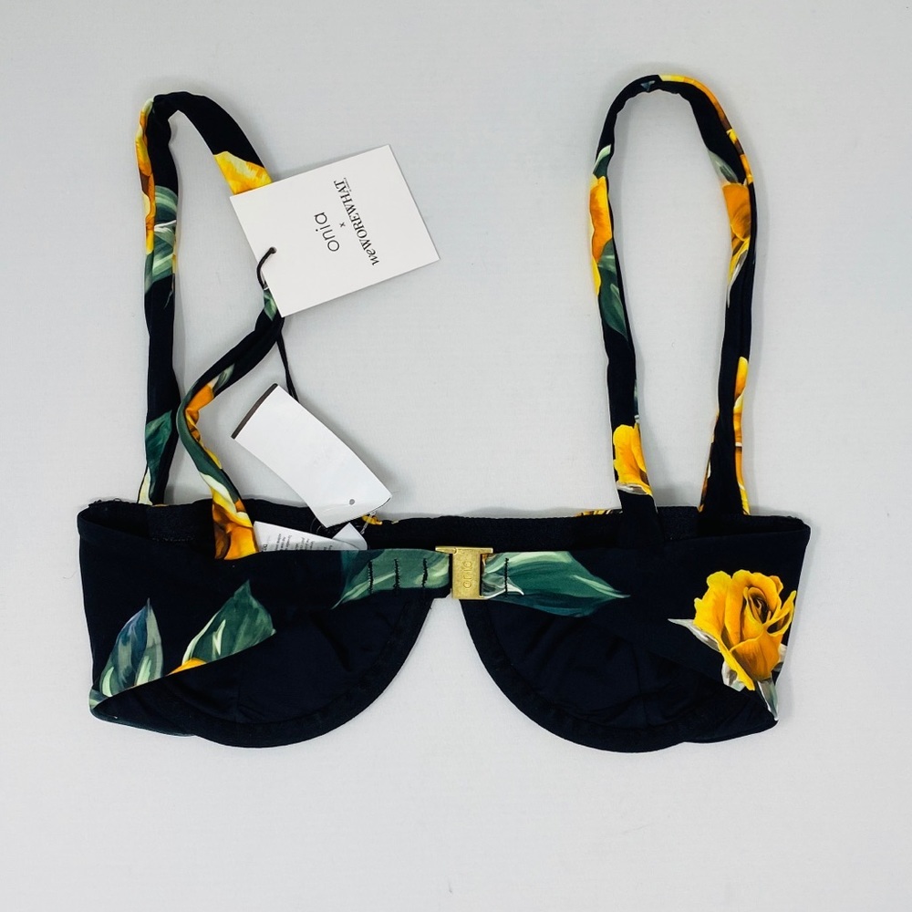ONIA X WEWOREWHAT Black Rosses Sorrento Bikini Top - Picture 4 of 4